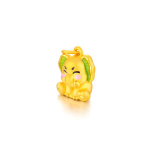 3D硬金大葉象寶鎏彩吊墜：圖片 3