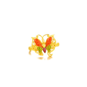 古法國潮鎏彩靈動蝴蝶戒指：圖片 3