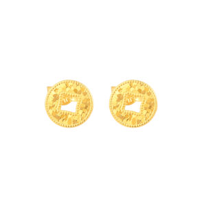18K碎碎金銅錢耳飾：圖片 1